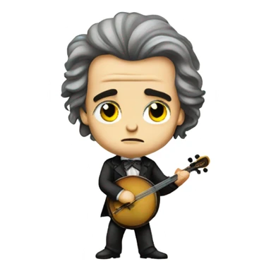 Chibi Beethoven standing stern face banjo sticker
