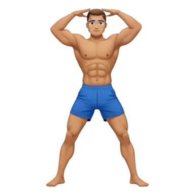 buff man blue shorts warrior-yoga sticker