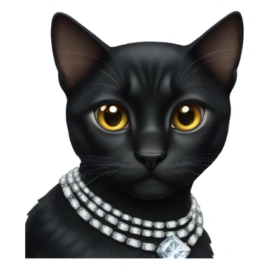 black cat wearing diamond chain sticker