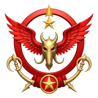 Holy Emblem with black wings and horn and red tetragrammaton in the middle sticker