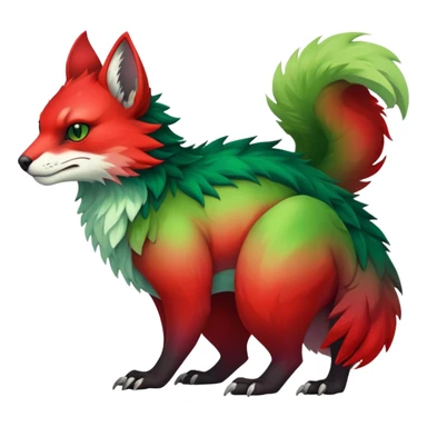 Cool Edgy Green-Red-gradient badass colorful vibrant Fionbri-Vernid-Trico-animal-creature full bodyd sticker