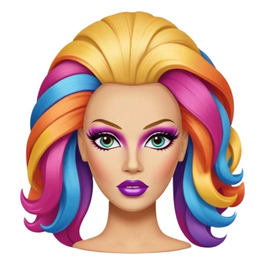 mannequin head with a drag queen’s hair sticker