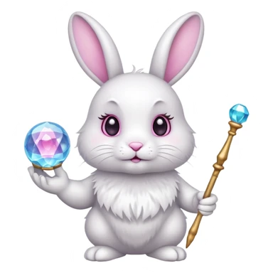 White bunny with wand and with crystal ball sticker