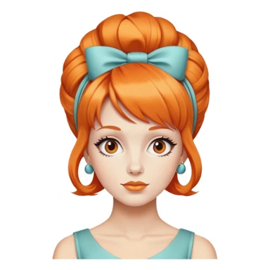 orange hair styled in a retro bouffant sticker
