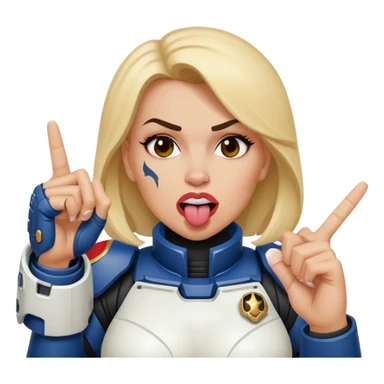 middle finger and face with tongue out woman space marine  sticker