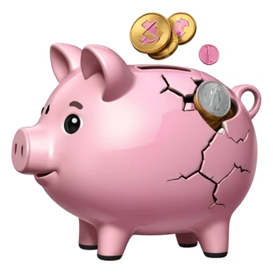 a piggy bank broken into two parts sticker