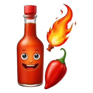 fireball barbecue hot sauce, bottle with a chili pepper and fire, emoji style sticker