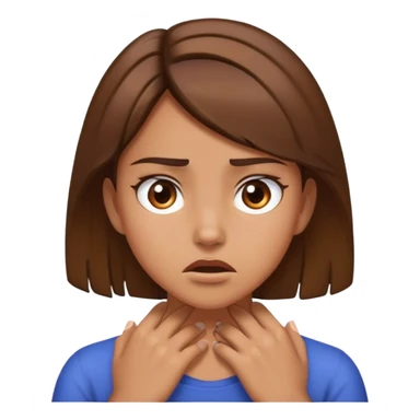 girl with brown hair and with hands on her neck mad sticker