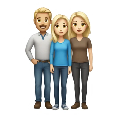 White family, 1 mom with blonde hair, 1 dad with Brown hair, 1 boy with blonde hair sticker