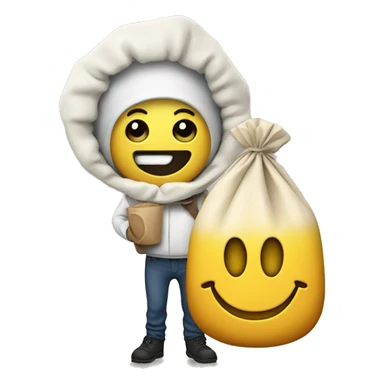 smiley with a small plastig bag full of flour sticker