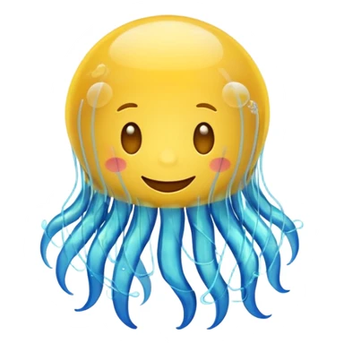 a happy emoji with a jelly fish sticker