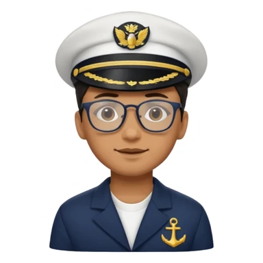 Navy sailor with white hat and black glasses, and tan skin  sticker