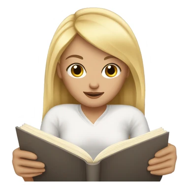 White girl blond hair reading in bed sticker