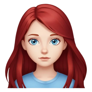 long dark red hair girl with light blue eyes that looks like 20 years old sticker