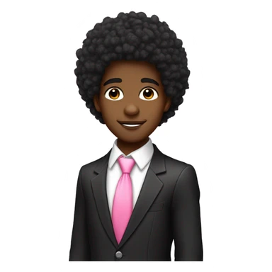 A profile of a cute black twink with an afro mullet in an intricate suit, pink tie and no bead, jawline, beaty mouth, pretty guy sticker