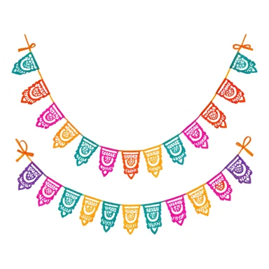 festive one garland of colorful mexican papel picado sticker