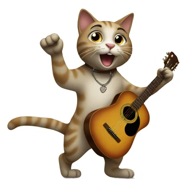 cat dancing and playing acoustic guitar sticker