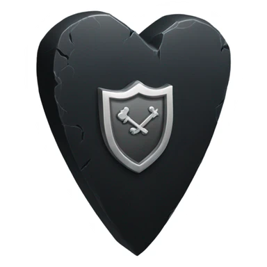 a black tombstone with the inscriptions in silver RIP and a silver heart sticker