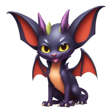  Kawaii Edgy Cool Vampiric Beautiful Noivern-Nargacuga-Litten with big Bat Ears full body sticker