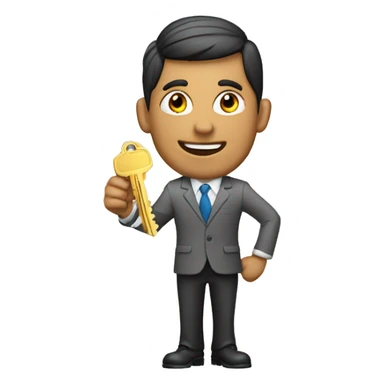 a real estate agent holding keys sticker
