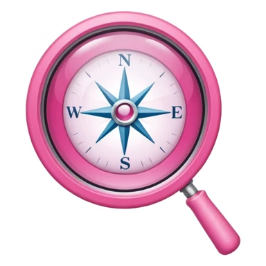 mix light pink dark pink and white girly internet compass logo with a small magnifying glass at the bottom sticker