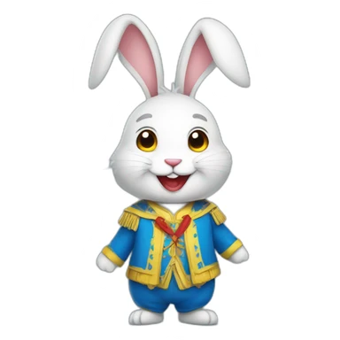 smiling rabbit dressed in a costume with colors inspired by the Ukrainian flag sticker