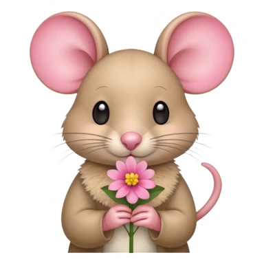 mouse holding flower sticker