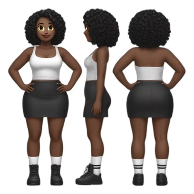 both sides full-body-back-view-curvy-фигуристка-black-lifted skirt white-knickers and long socks sticker
