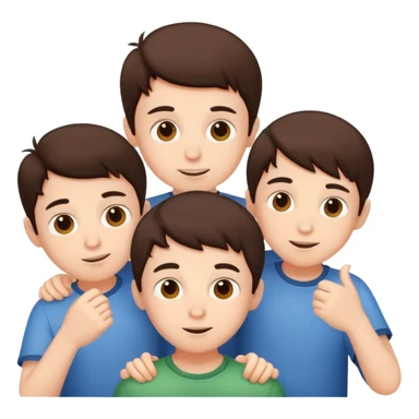 Three young brunette brothers playing together  sticker