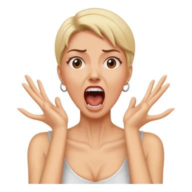 woman with hands around her neck with a screaming face  sticker