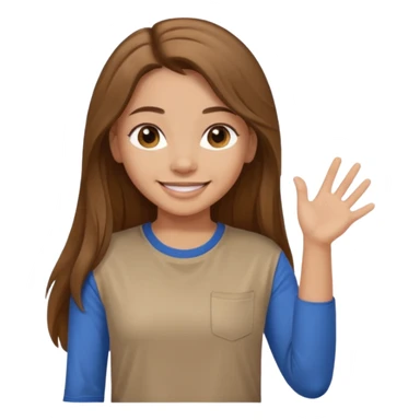 Make a girl wearing a light brown t-shirt with sleeves and long hair sticker