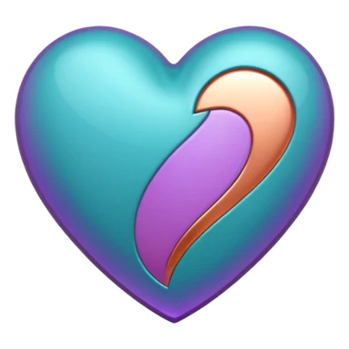 I need a teal, orange , purple, and rose gold Heart emoji that looks like a cartoon  sticker