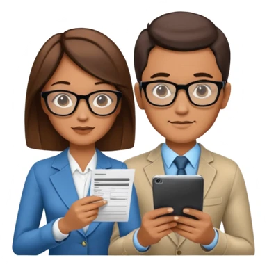 stylish looking husband and wife avatars reviewing their finances together  sticker