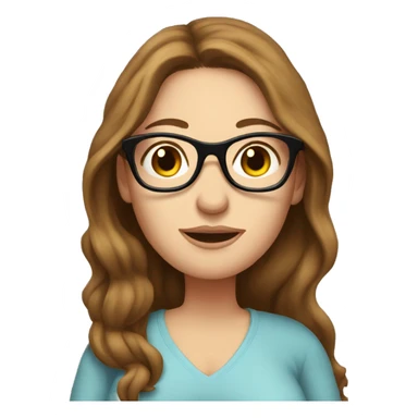 Pregnant White woman with long brown hair and glasses sticker