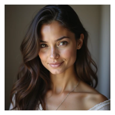 realistic portrait of a girl resembling Adriana Lima, photorealistic style, soft lighting, gentle smile sticker