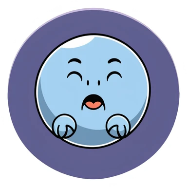 full moon with a yawning sleepy face and droopy eyes sticker