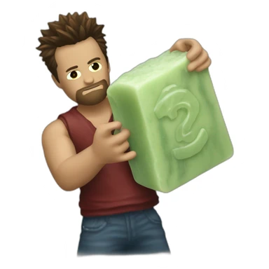 Tyler Durden holding the fight club soap sticker