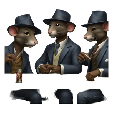 4 gangster pack rats plying cards and smoking cigars sticker