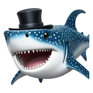Giant whale shark with a top hat and moustache  sticker