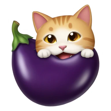 Cat sucking eggplant sticker