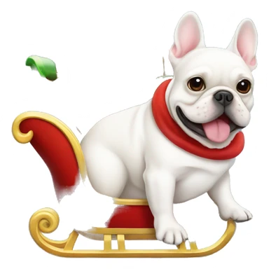 White French bulldog sitting in Santa’s sleigh sticker