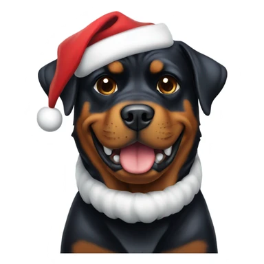 Rottweiler dog with a Santa hat sticker