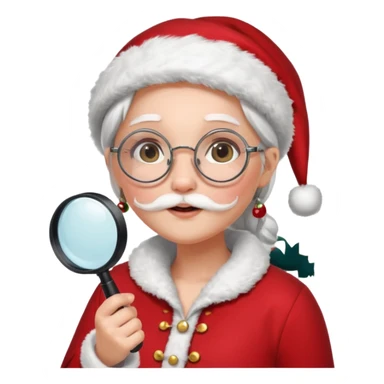 Female Santa with Magnifying glass sticker