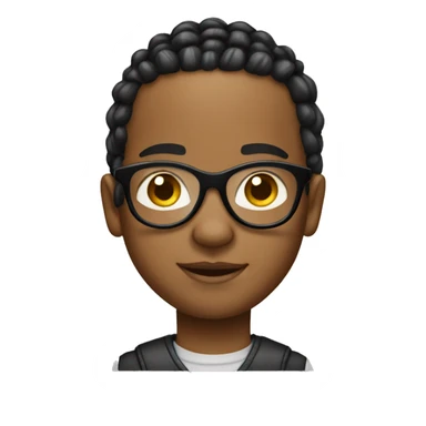 Light skin black kid with four cornrows wearing clear glasses sticker
