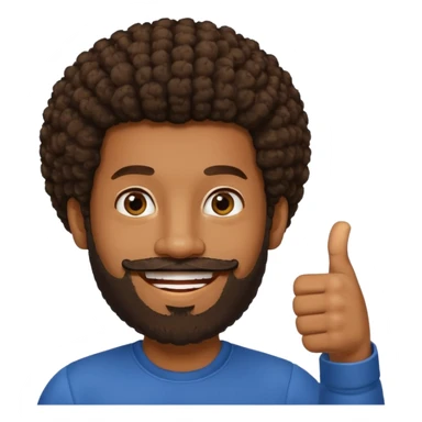 black man with beard, mustache, and short afro with his thumb up sticker