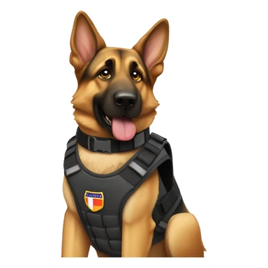 German shepherd service dog wearing a vest sticker