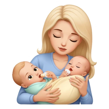 Mother feeding newborn baby, nurturing moment sticker