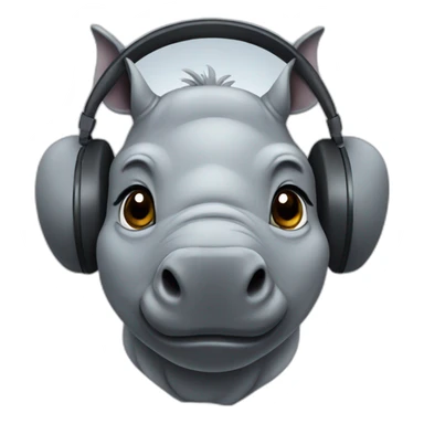 cute rhino with headphone sticker