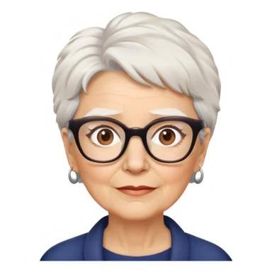 older White woman anthropologist with short white messy hair with glasses brown brows sticker