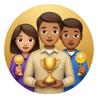 20 blue background awarrd with 3 people sticker